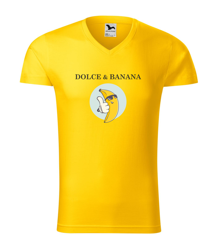 Dolce & Banana - V-nyakú férfi póló sárga