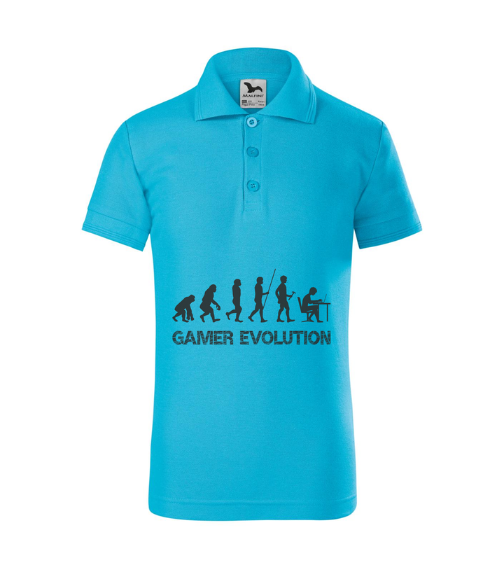 Gamer evolution - Galléros gyerek póló türkiz